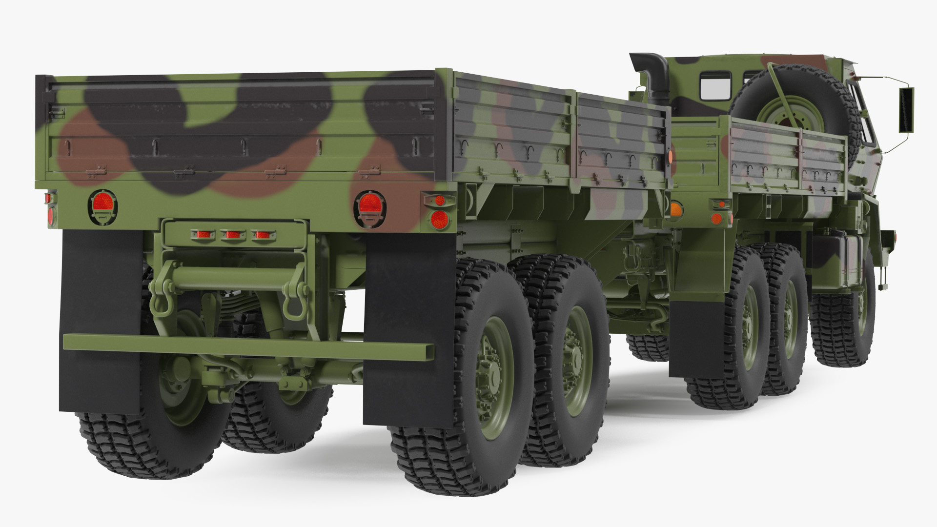 Oshkosh FMTV Camouflage Cargo Truck 6x6 with Drop Side Trailer M1092 Camouflage 3D model