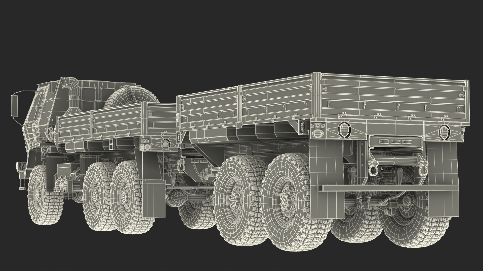 Oshkosh FMTV Camouflage Cargo Truck 6x6 with Drop Side Trailer M1092 Camouflage 3D model