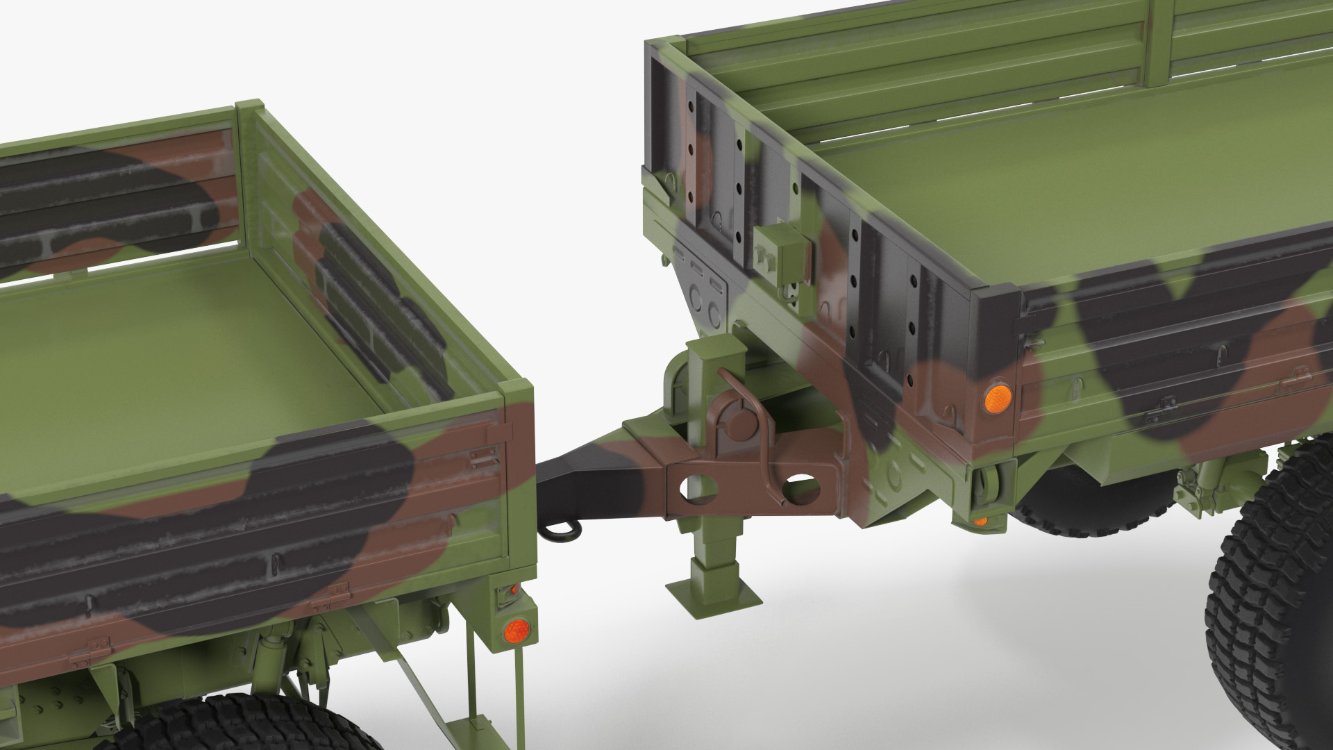 Oshkosh FMTV Camouflage Cargo Truck 6x6 with Drop Side Trailer M1092 Camouflage 3D model