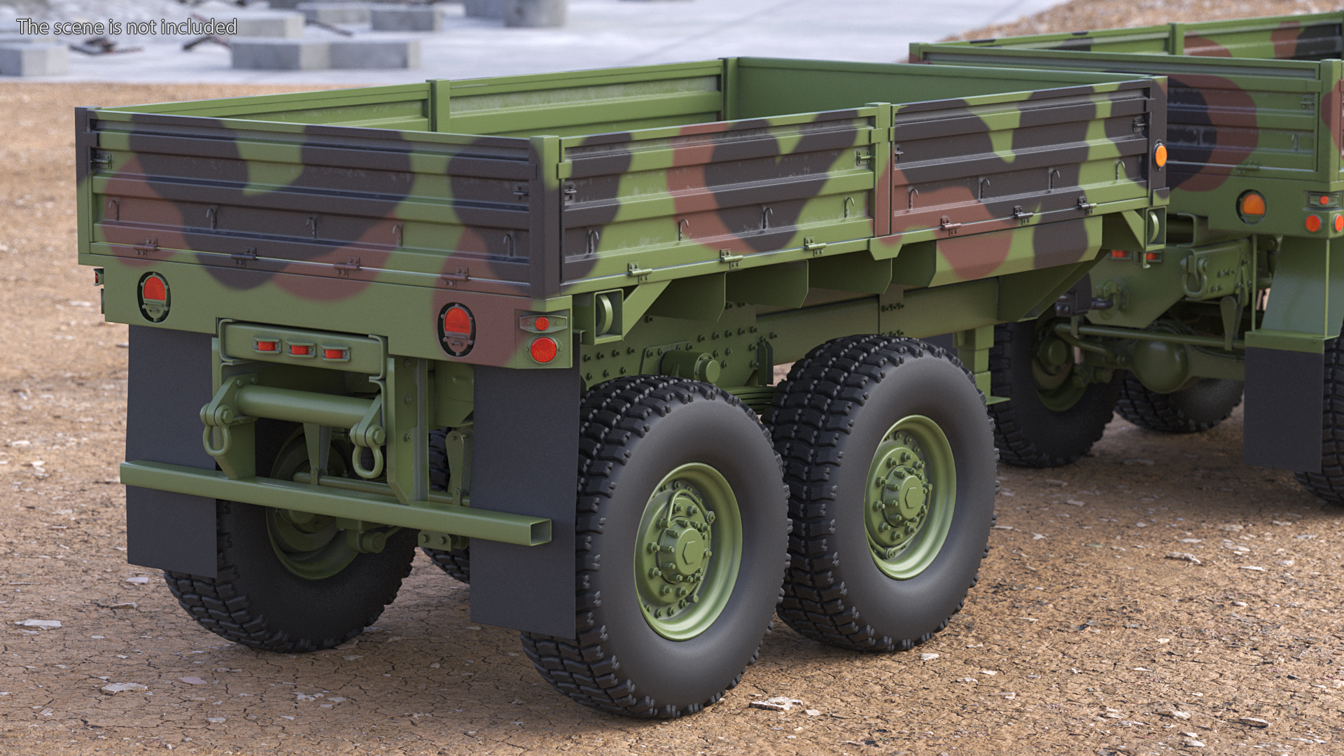 Oshkosh FMTV Camouflage Cargo Truck 6x6 with Drop Side Trailer M1092 Camouflage 3D model