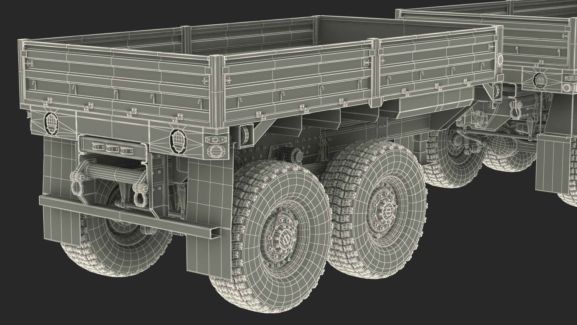 Oshkosh FMTV Camouflage Cargo Truck 6x6 with Drop Side Trailer M1092 Camouflage 3D model