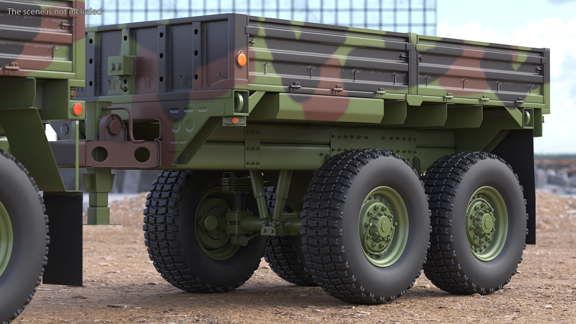 Oshkosh FMTV Camouflage Cargo Truck 6x6 with Drop Side Trailer M1092 Camouflage 3D model