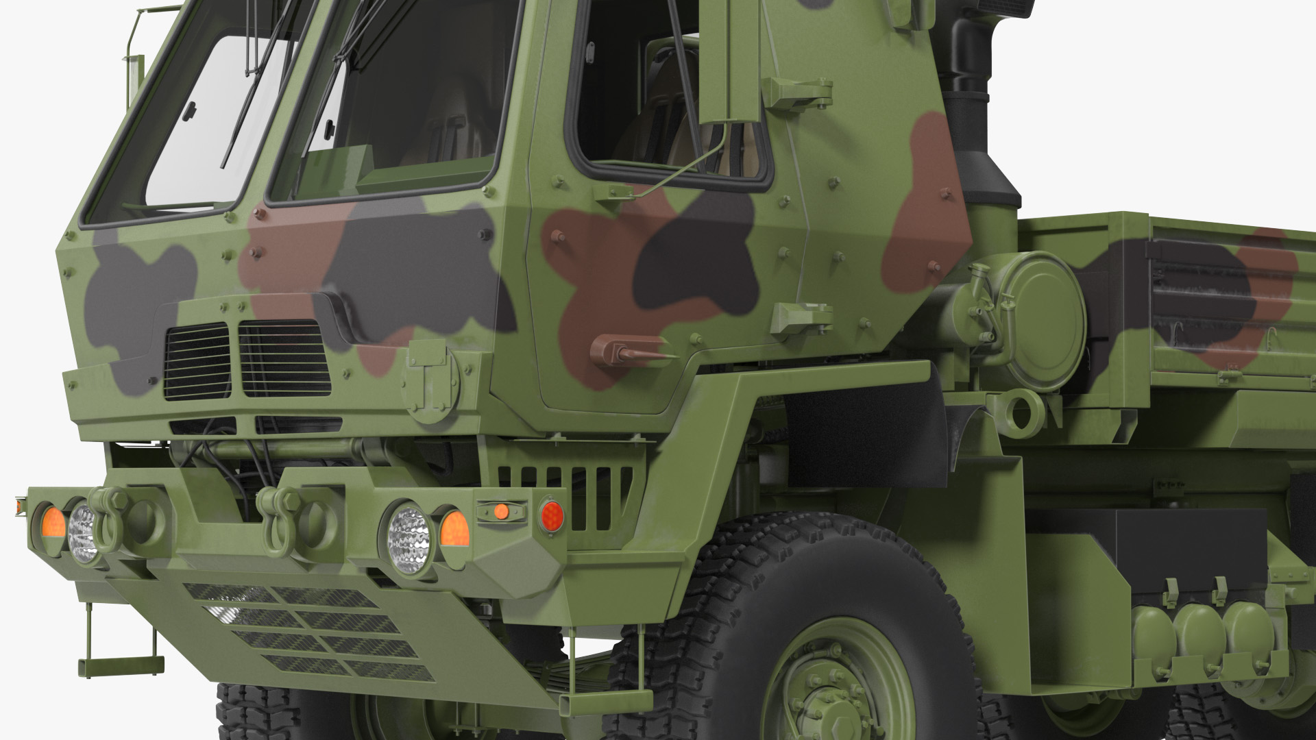 Oshkosh FMTV Camouflage Cargo Truck 6x6 with Drop Side Trailer M1092 Camouflage 3D model