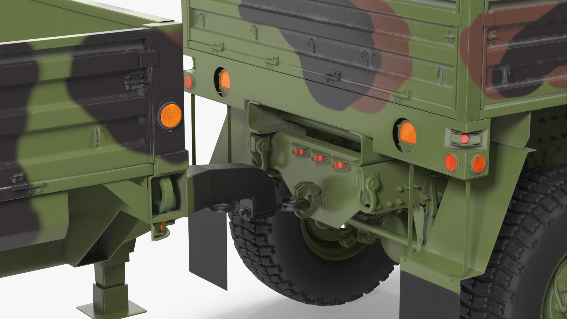 Oshkosh FMTV Camouflage Cargo Truck 6x6 with Drop Side Trailer M1092 Camouflage 3D model
