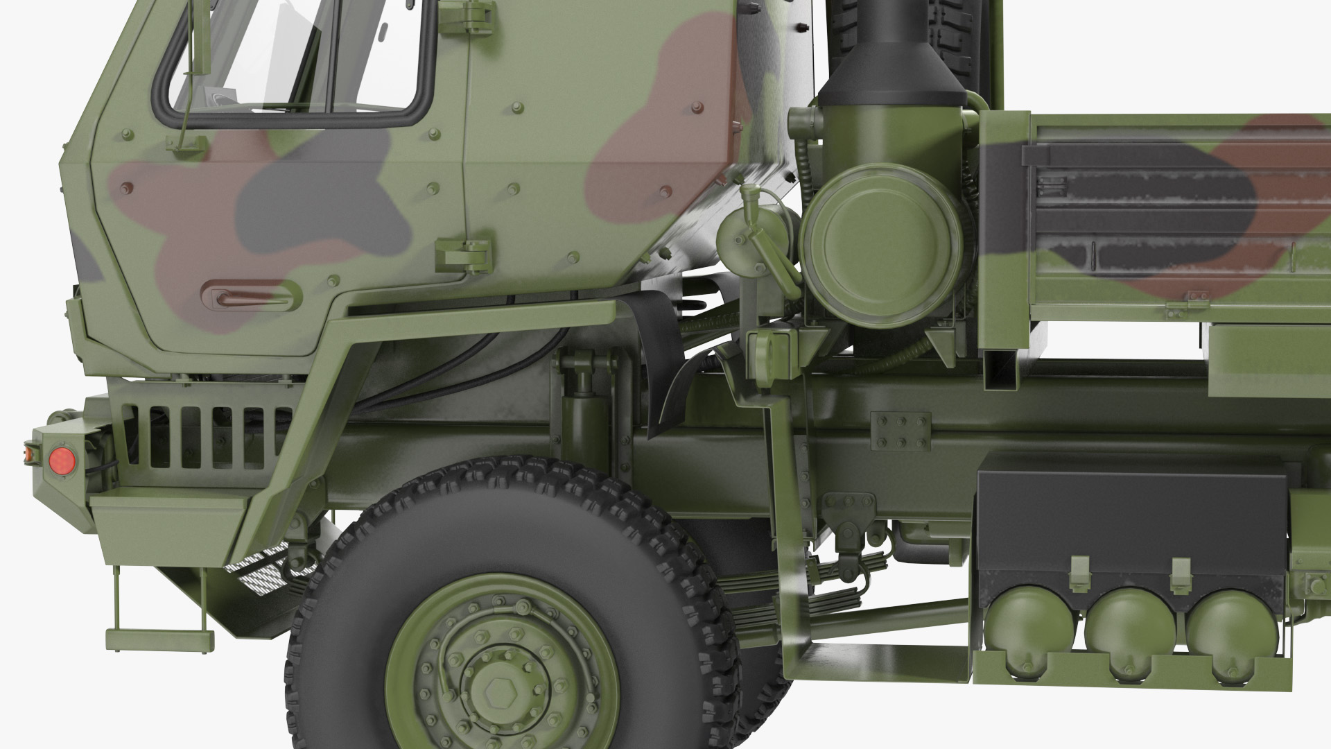 Oshkosh FMTV Camouflage Cargo Truck 6x6 with Drop Side Trailer M1092 Camouflage 3D model
