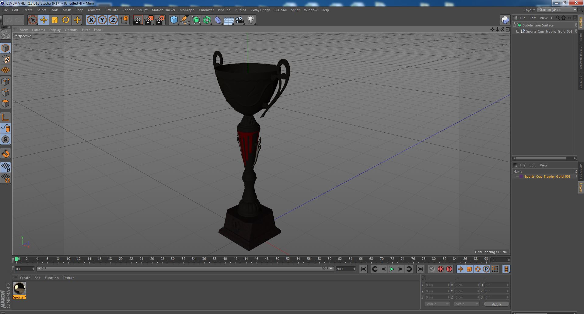 Sports Cup Trophy Gold 3D