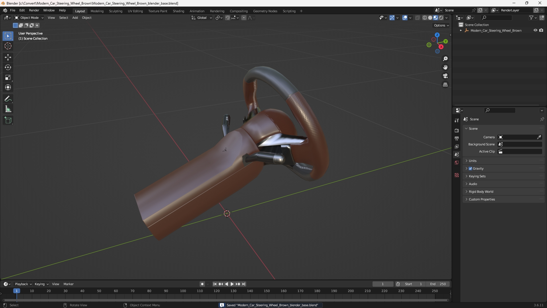 Modern Car Steering Wheel Brown - view 10