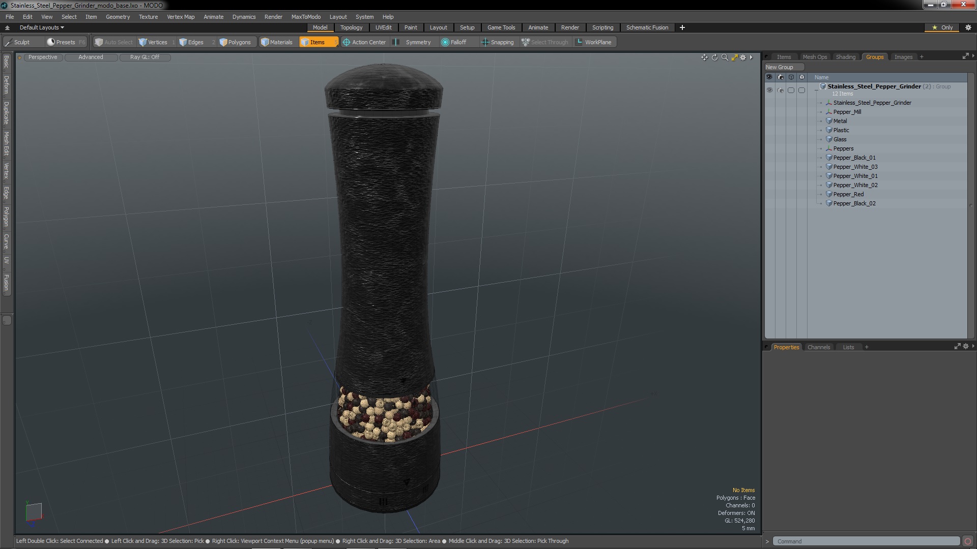 3D model Stainless Steel Pepper Grinder