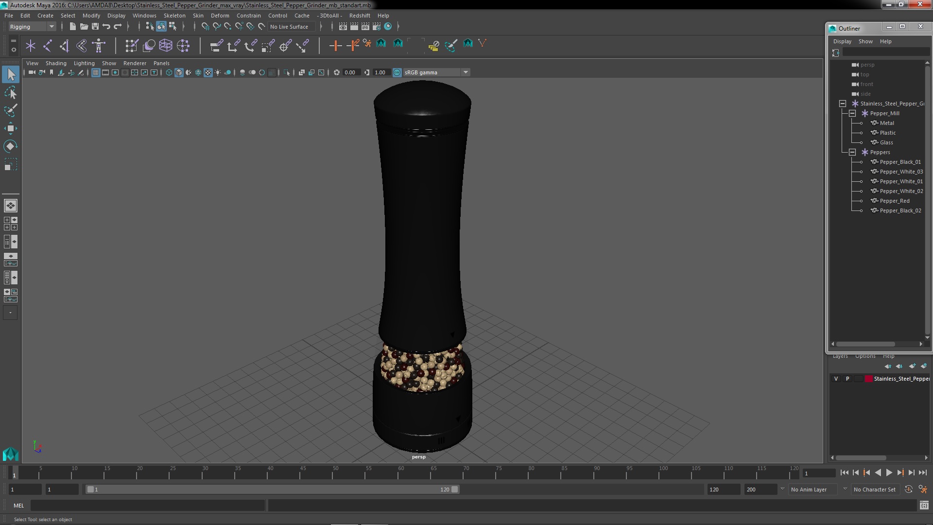 3D model Stainless Steel Pepper Grinder
