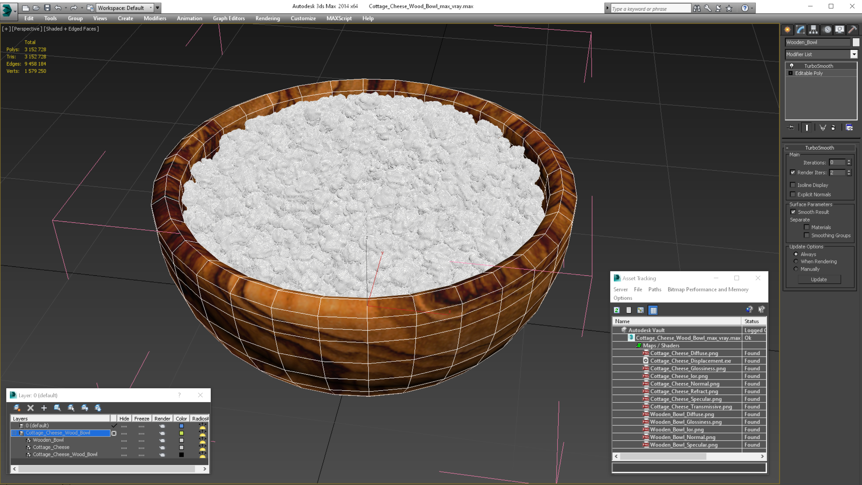 Cottage Cheese Wood Bowl 3D model