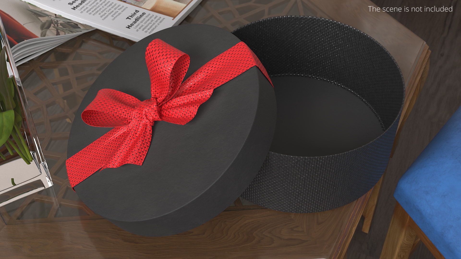 Woven Oval Gift Box Black Red - view 3