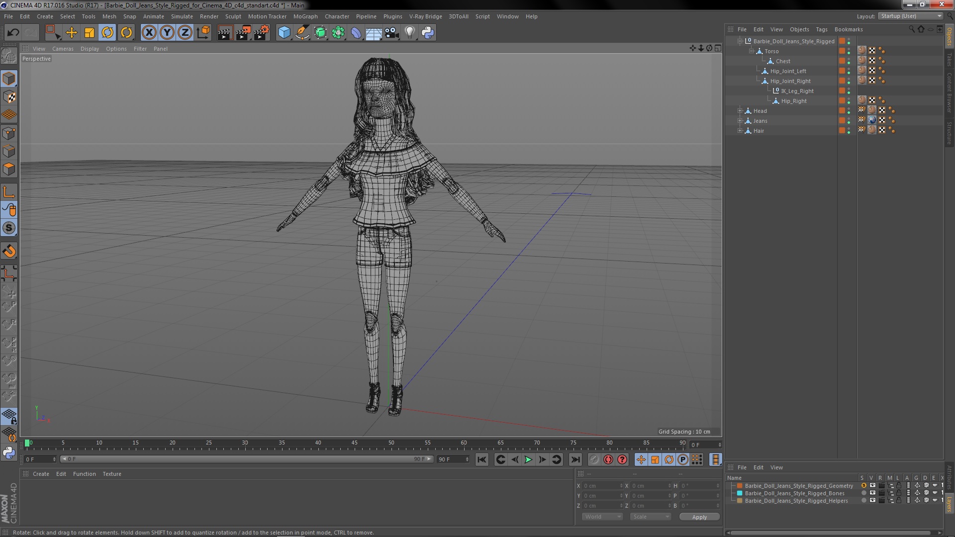 Barbie Doll Jeans Style Rigged for Cinema 4D 3D model