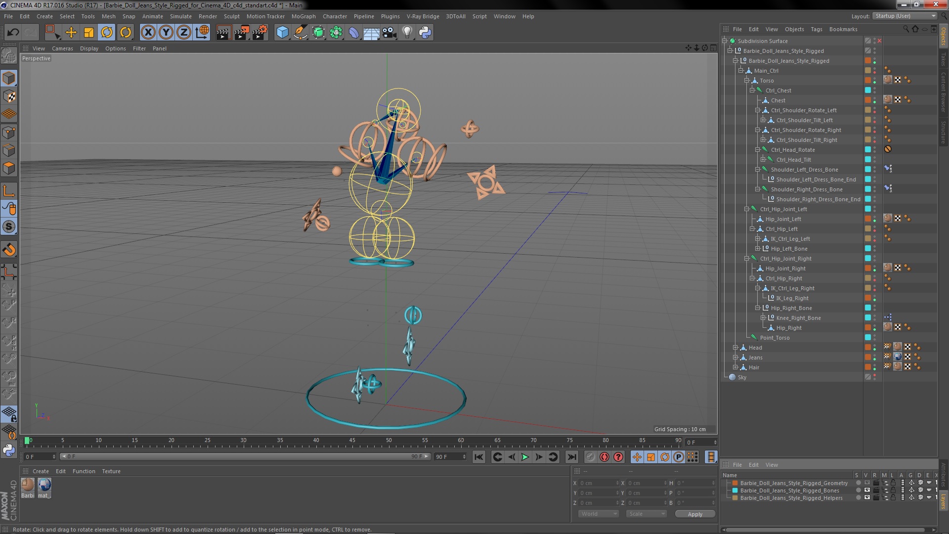 Barbie Doll Jeans Style Rigged for Cinema 4D 3D model