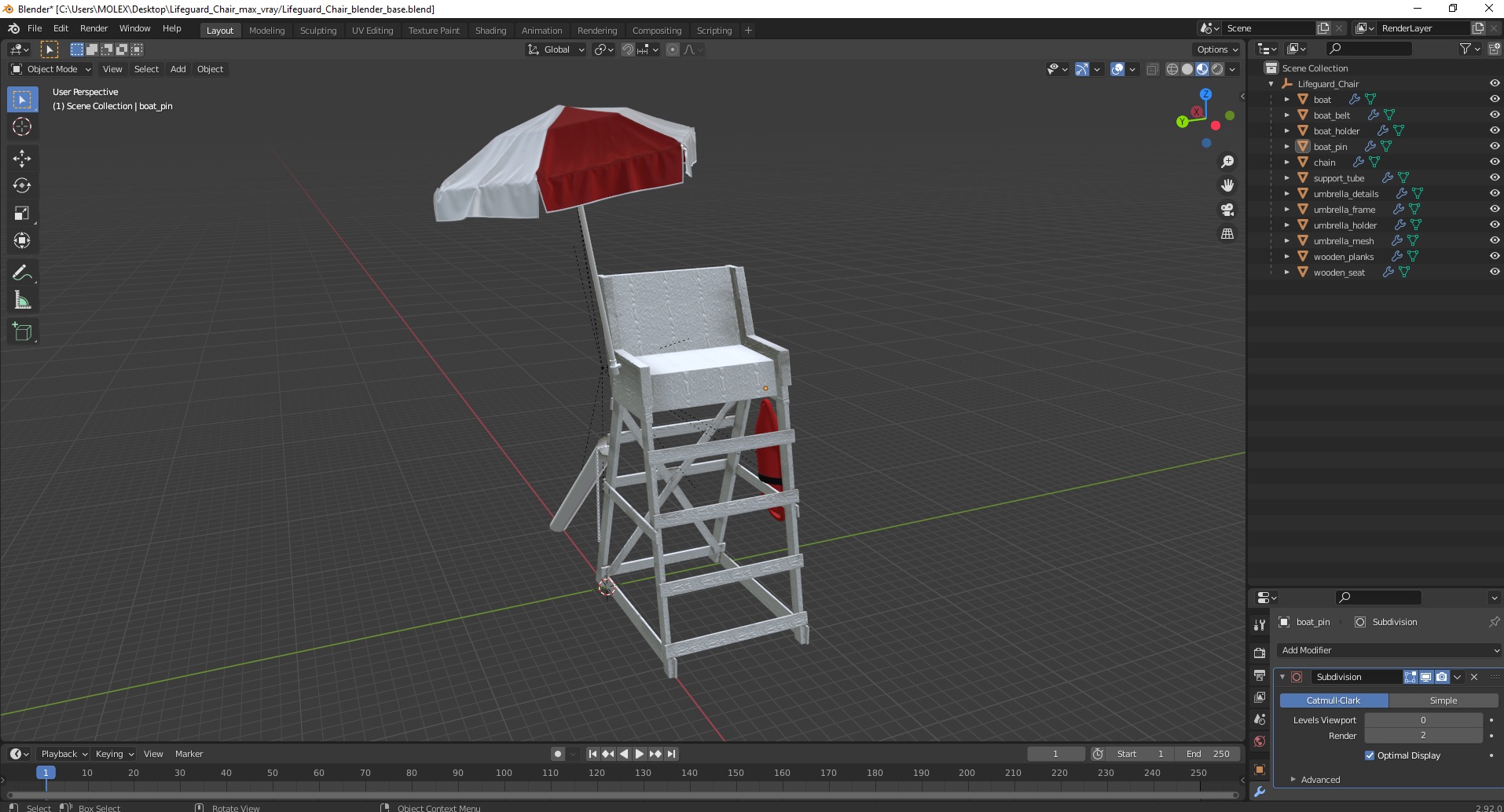 3D model Lifeguard Chair