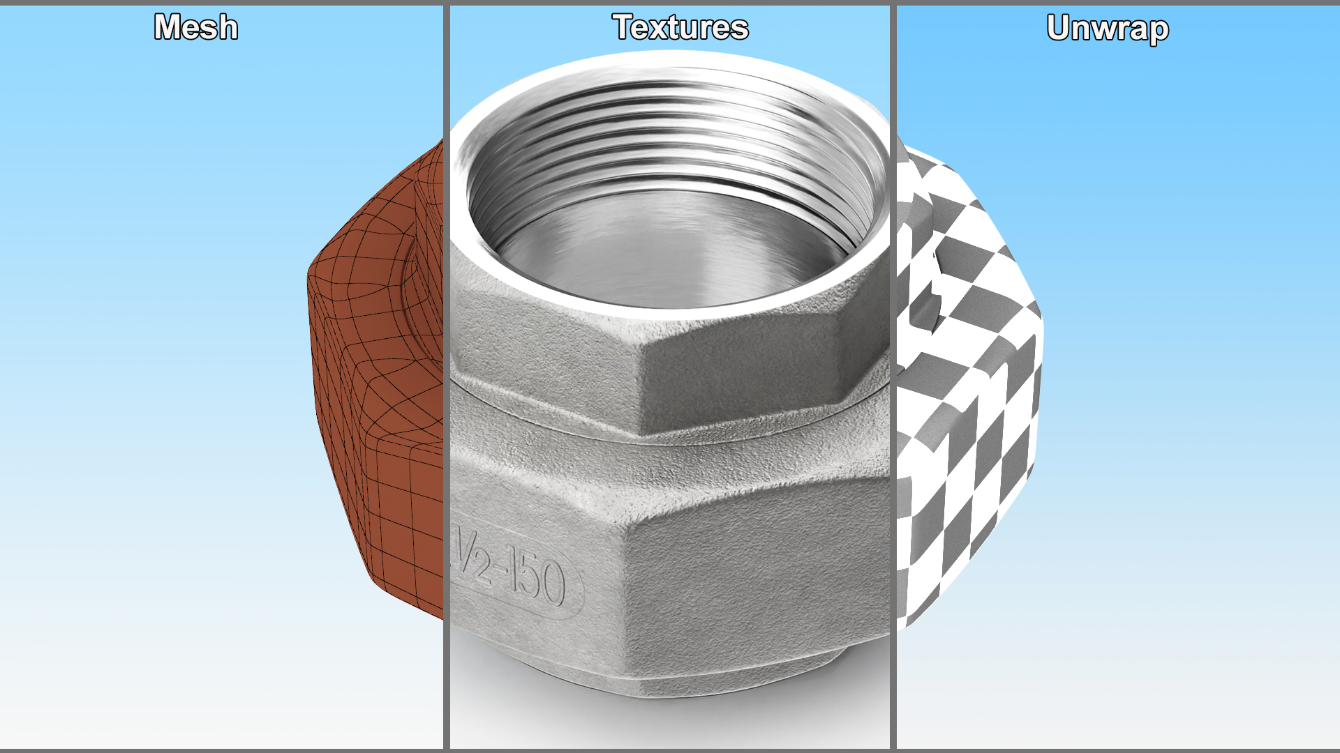 Fitting Union SS304 3D model