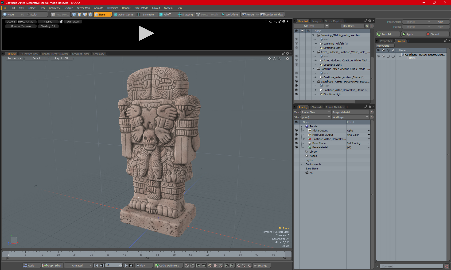 3D Coatlicue Aztec Decorative Statue for 3D Print