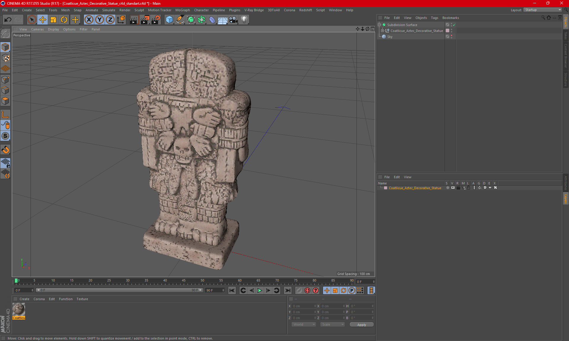 3D Coatlicue Aztec Decorative Statue for 3D Print