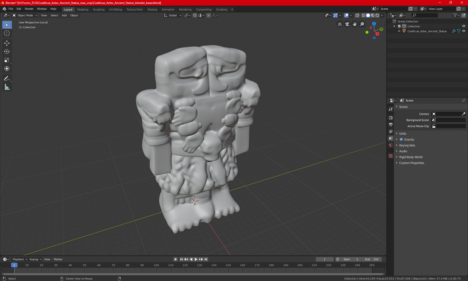3D Coatlicue Aztec Decorative Statue for 3D Print