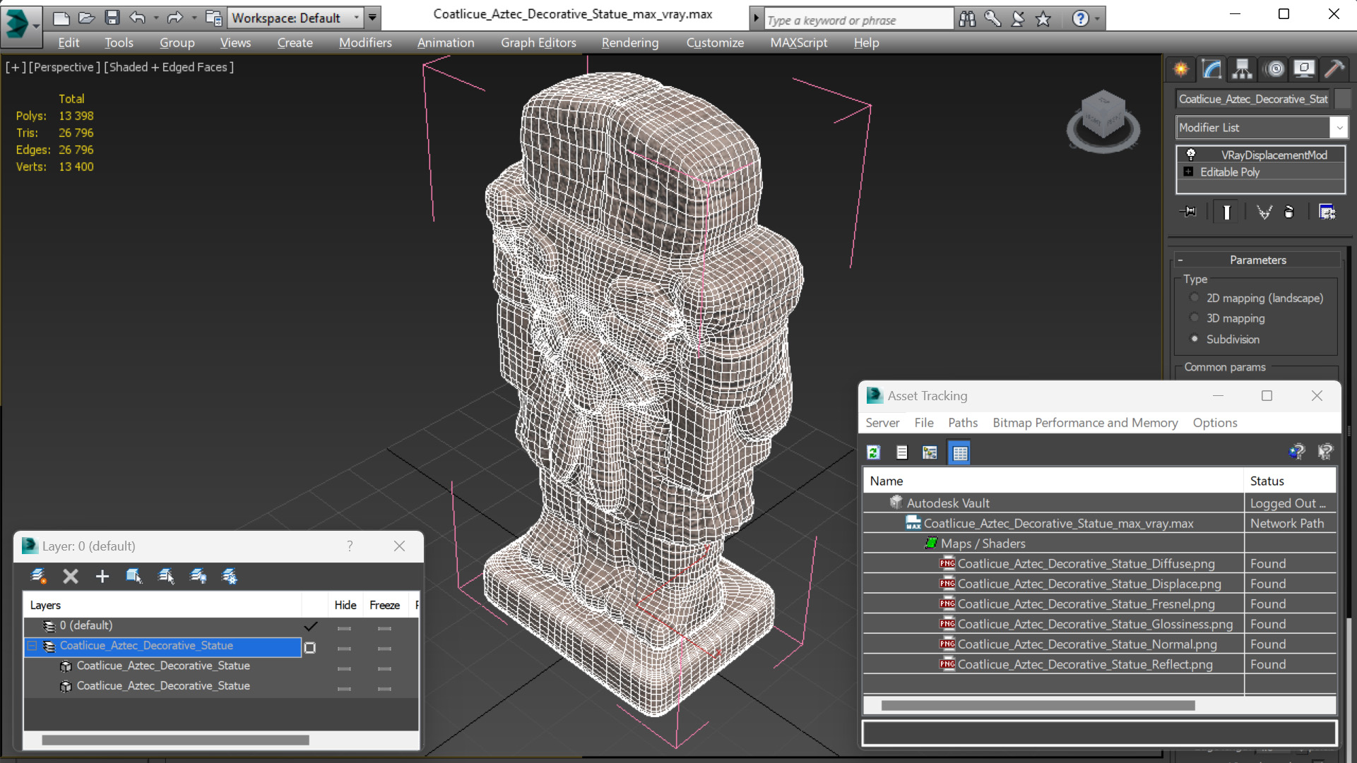 3D Coatlicue Aztec Decorative Statue for 3D Print