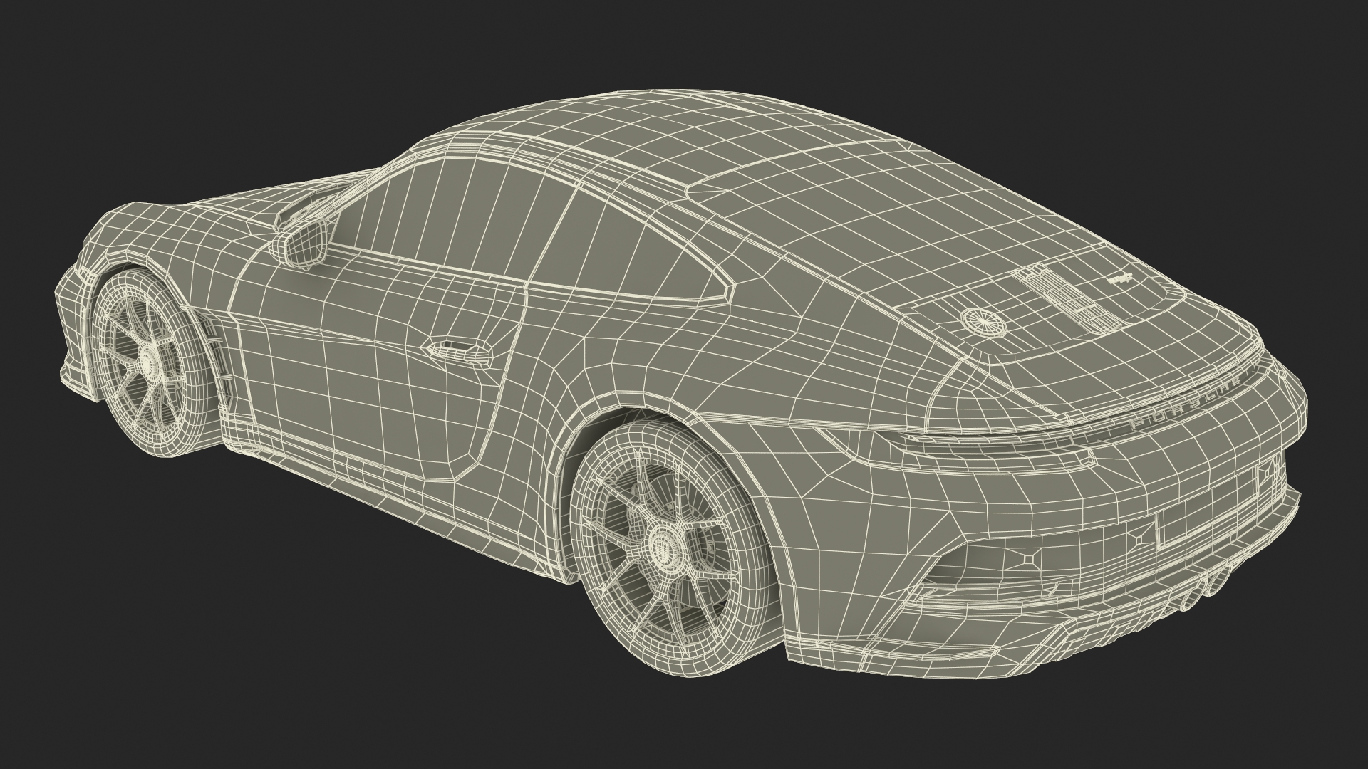 3D Sport Car Porsche 911 2024 Black Simplified model