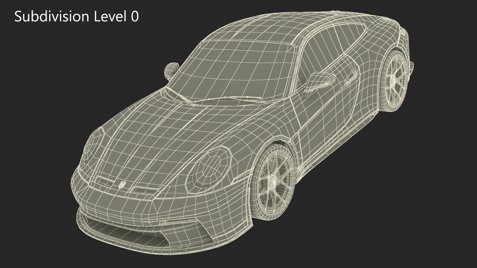 3D Sport Car Porsche 911 2024 Black Simplified model