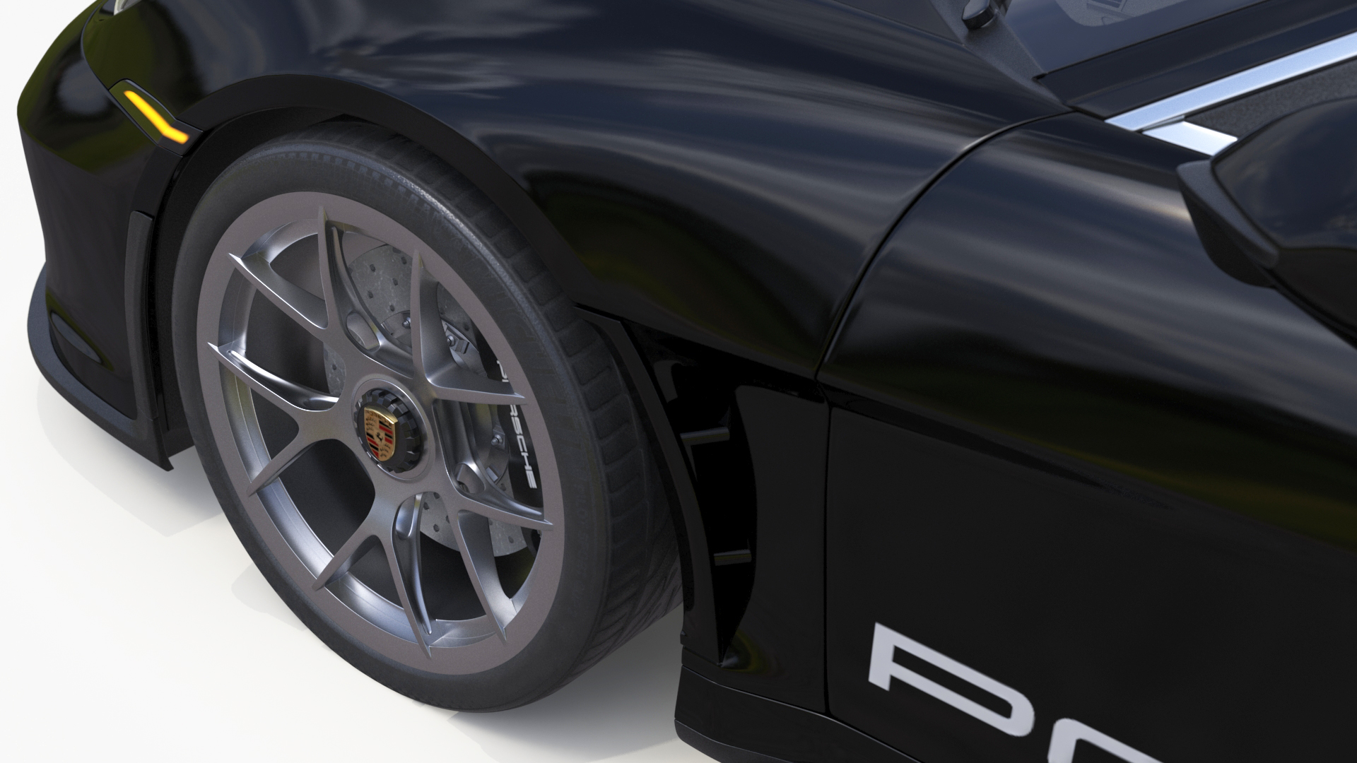 3D Sport Car Porsche 911 2024 Black Simplified model