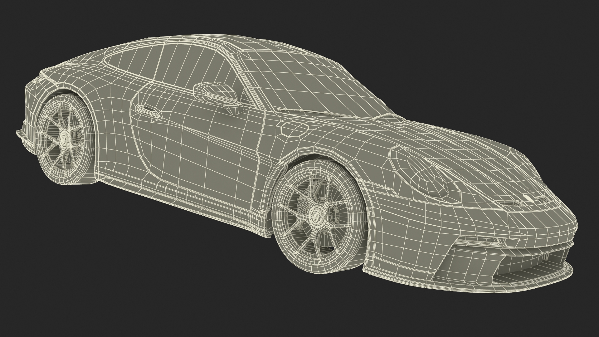 3D Sport Car Porsche 911 2024 Black Simplified model