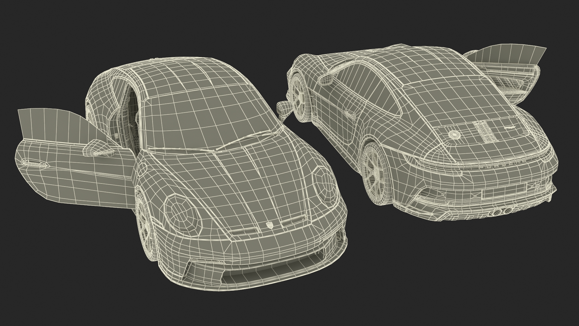 3D Sport Car Porsche 911 2024 Black Simplified model