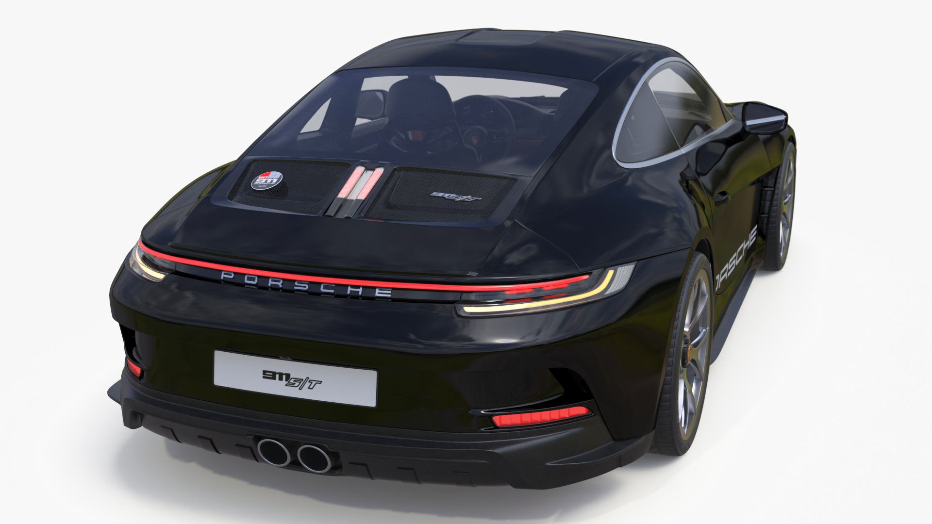 3D Sport Car Porsche 911 2024 Black Simplified model