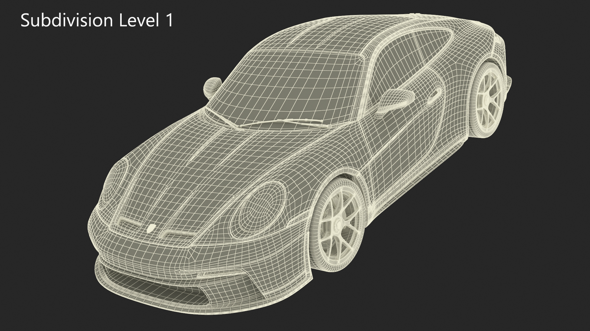 3D Sport Car Porsche 911 2024 Black Simplified model