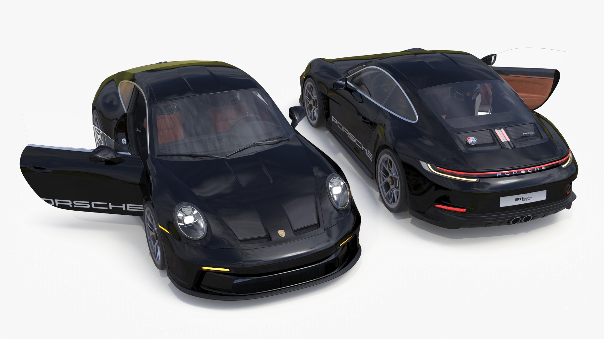 3D Sport Car Porsche 911 2024 Black Simplified model