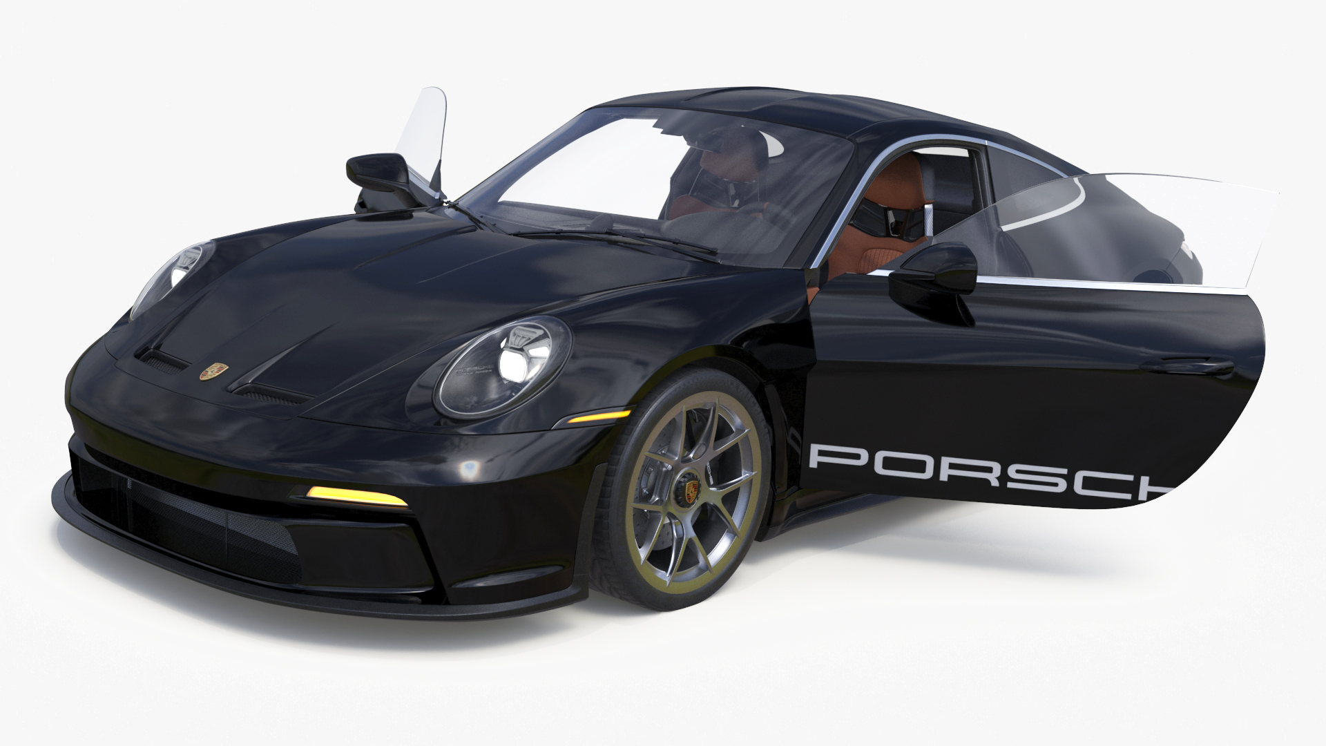 3D Sport Car Porsche 911 2024 Black Simplified model