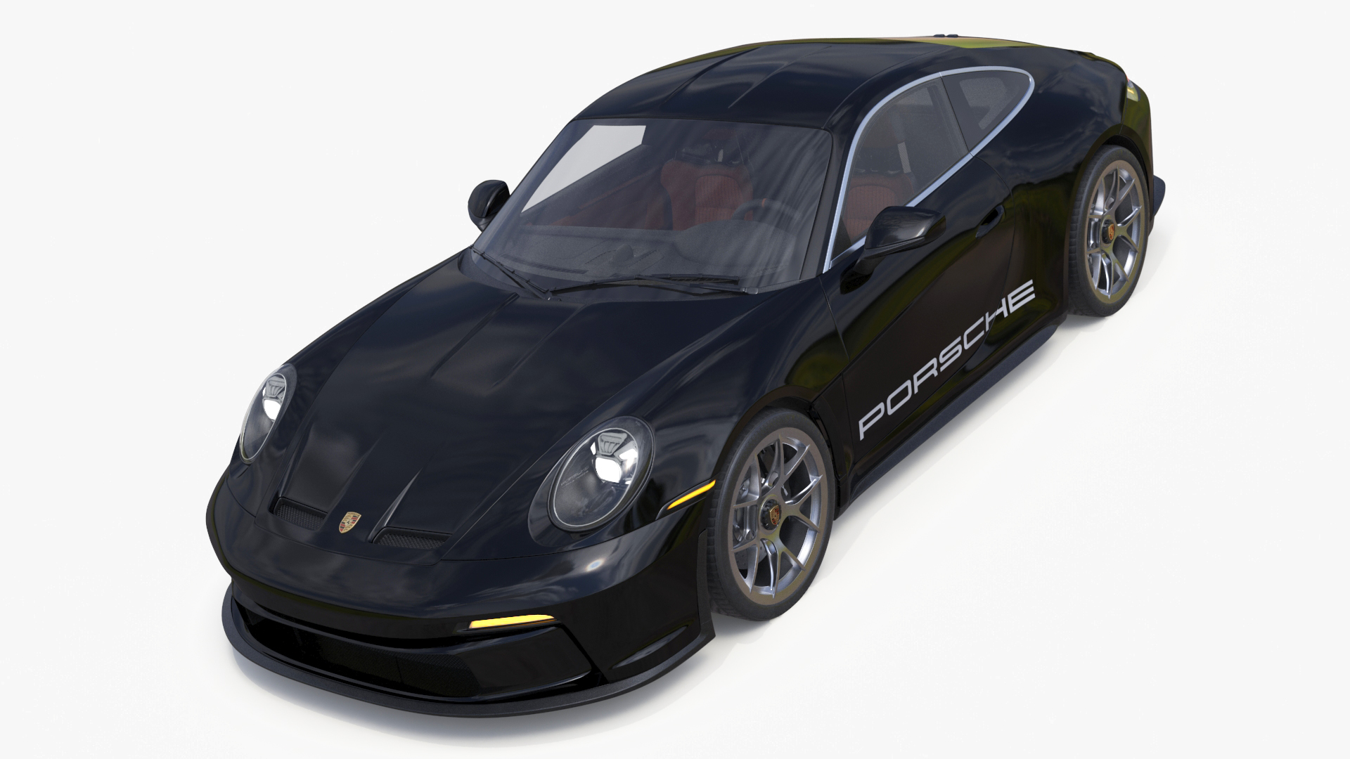3D Sport Car Porsche 911 2024 Black Simplified model