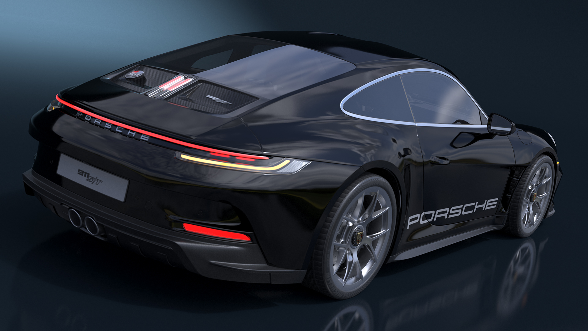 3D Sport Car Porsche 911 2024 Black Simplified model