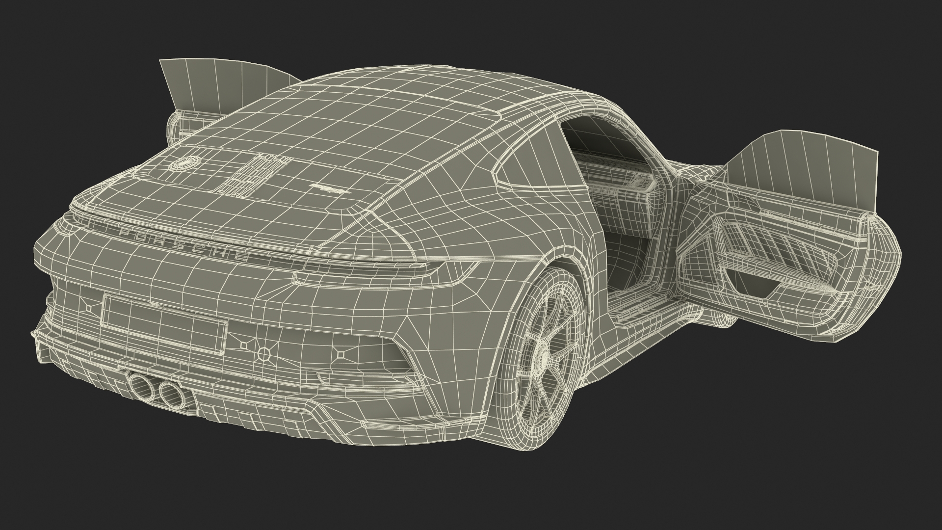 3D Sport Car Porsche 911 2024 Black Simplified model