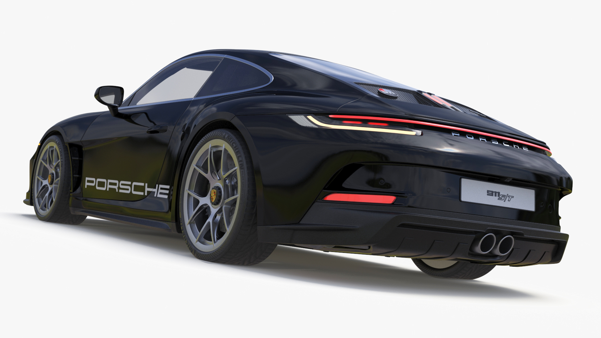 3D Sport Car Porsche 911 2024 Black Simplified model