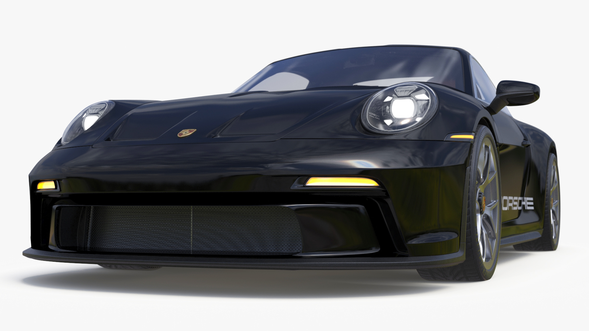 3D Sport Car Porsche 911 2024 Black Simplified model
