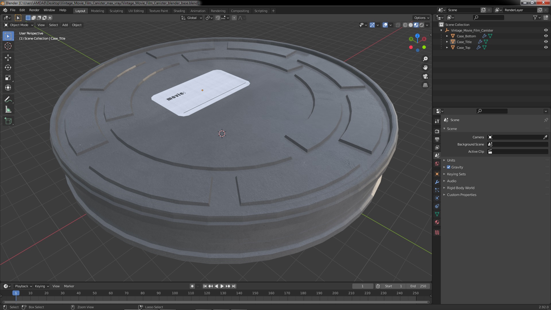 Vintage Movie Film Canister 3D