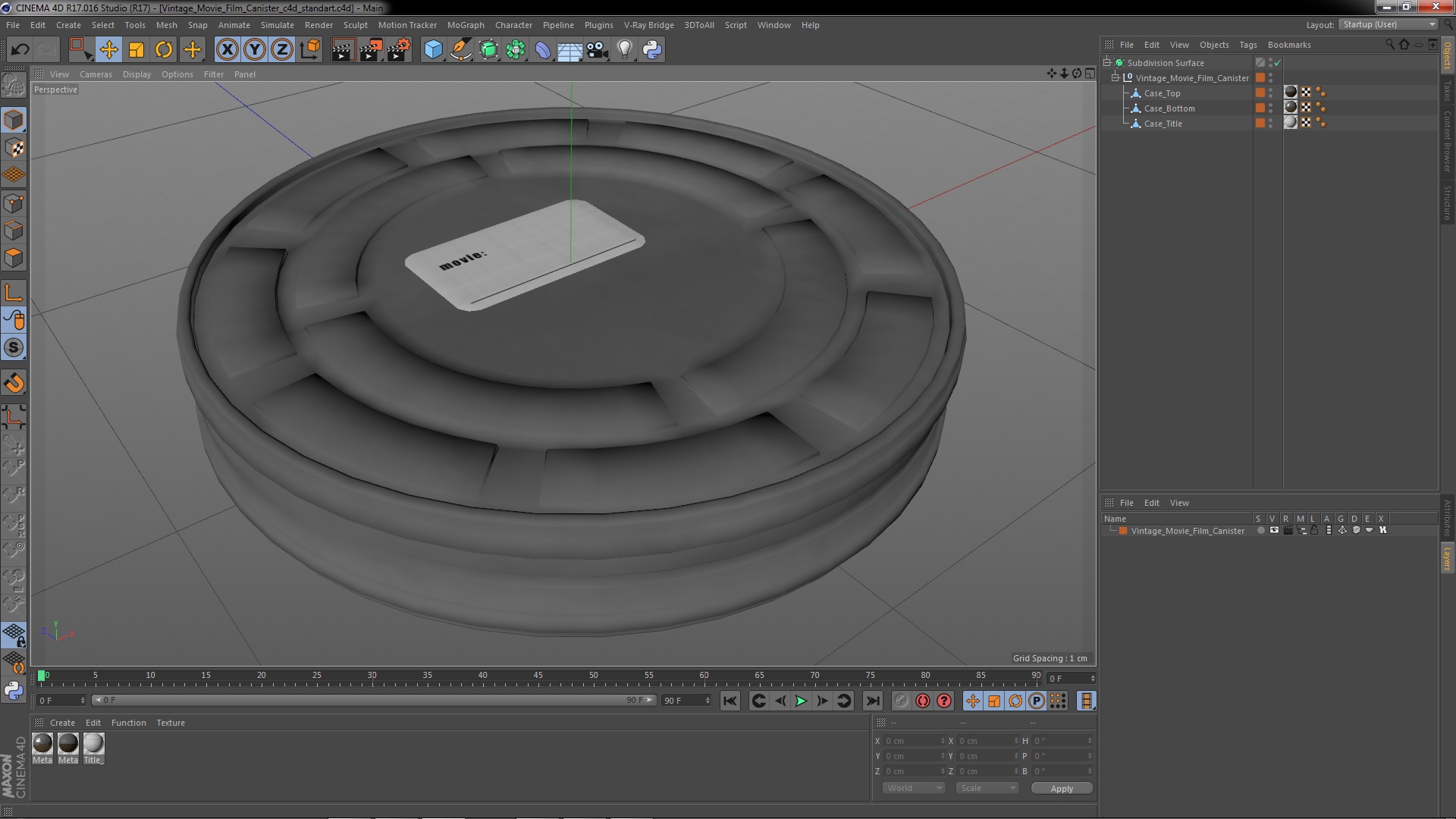 Vintage Movie Film Canister 3D