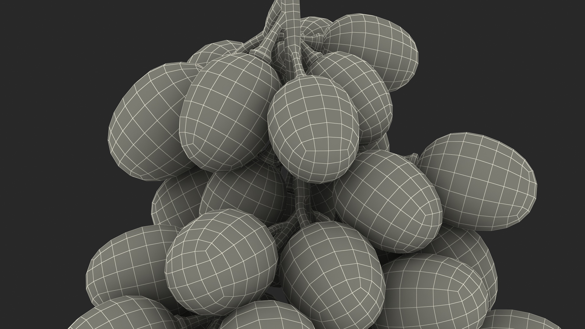 3D Cluster of Black Grapes model