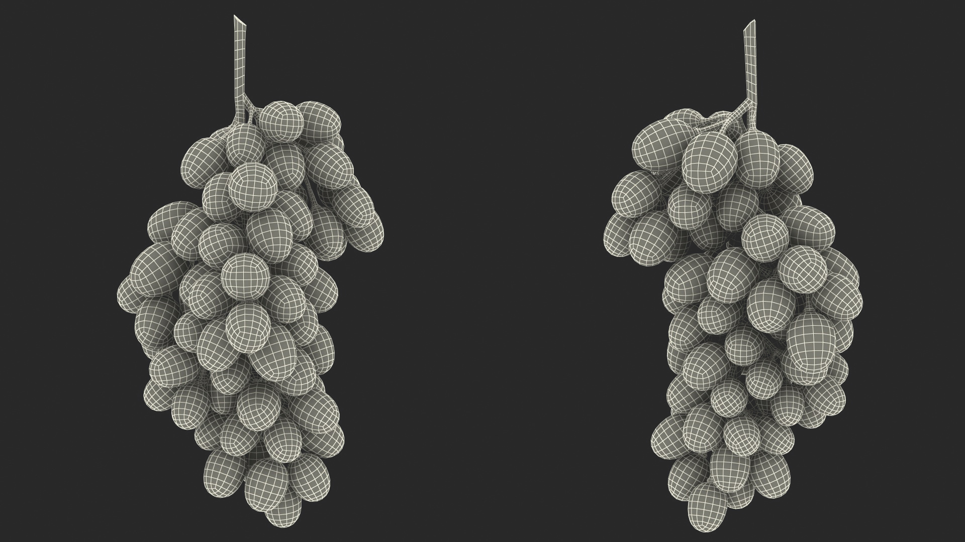 3D Cluster of Black Grapes model