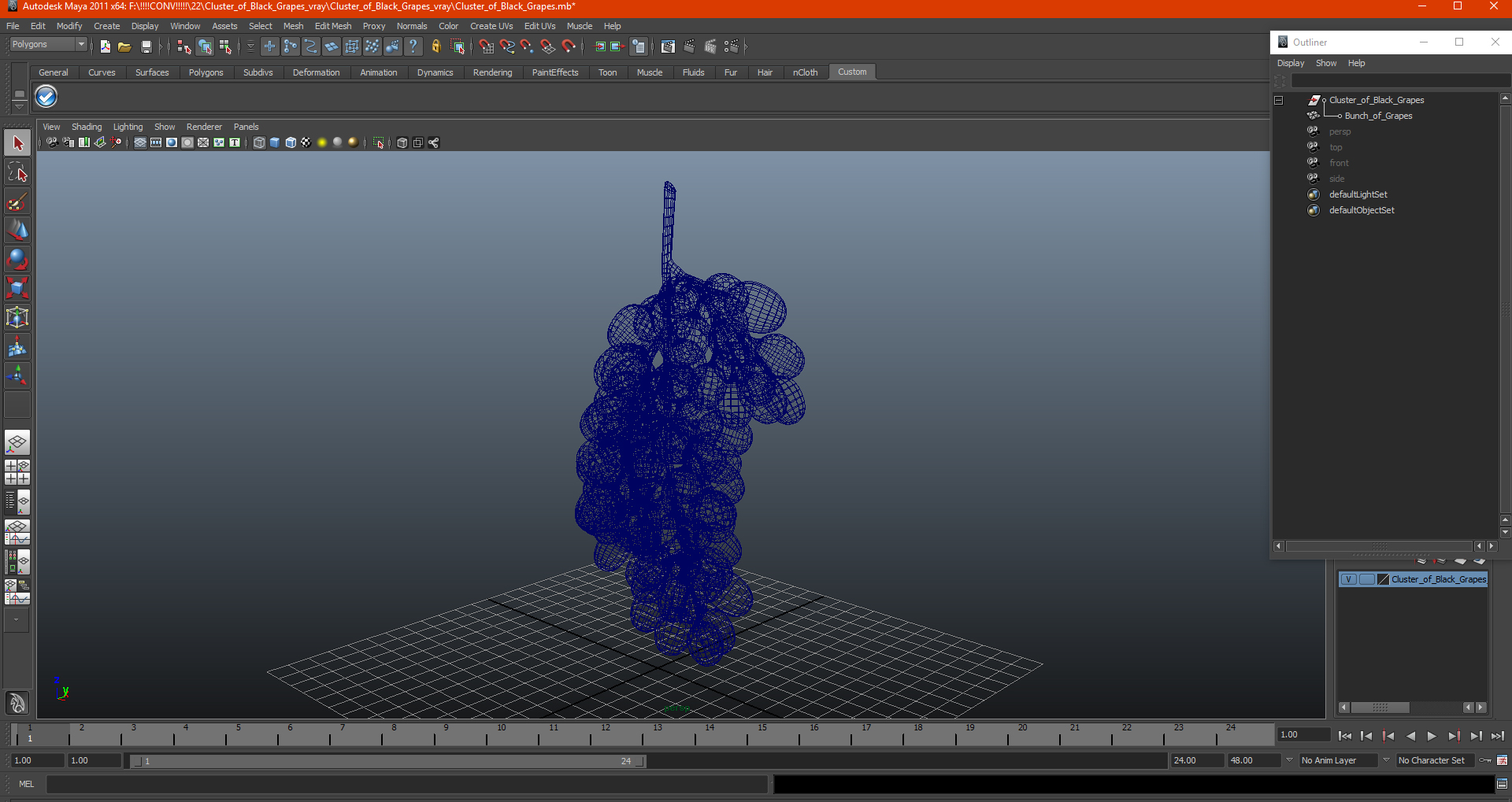 3D Cluster of Black Grapes model