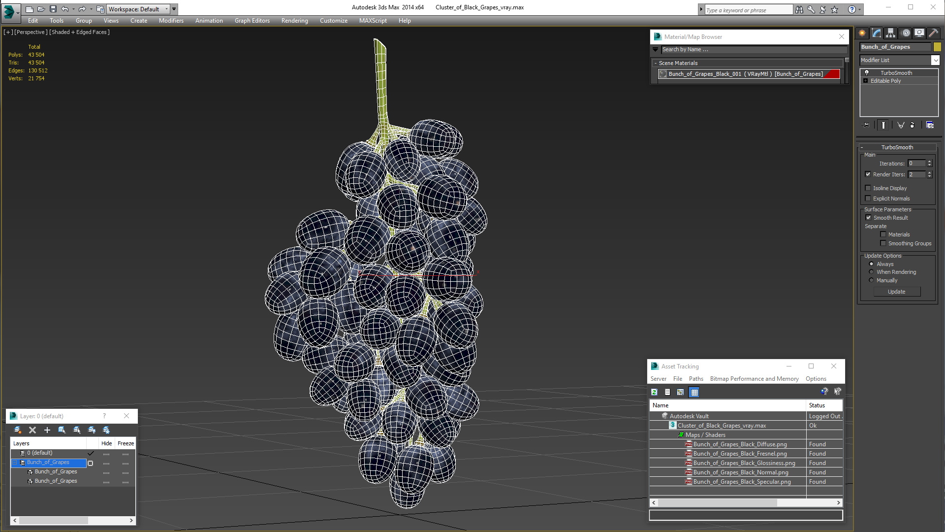 3D Cluster of Black Grapes model
