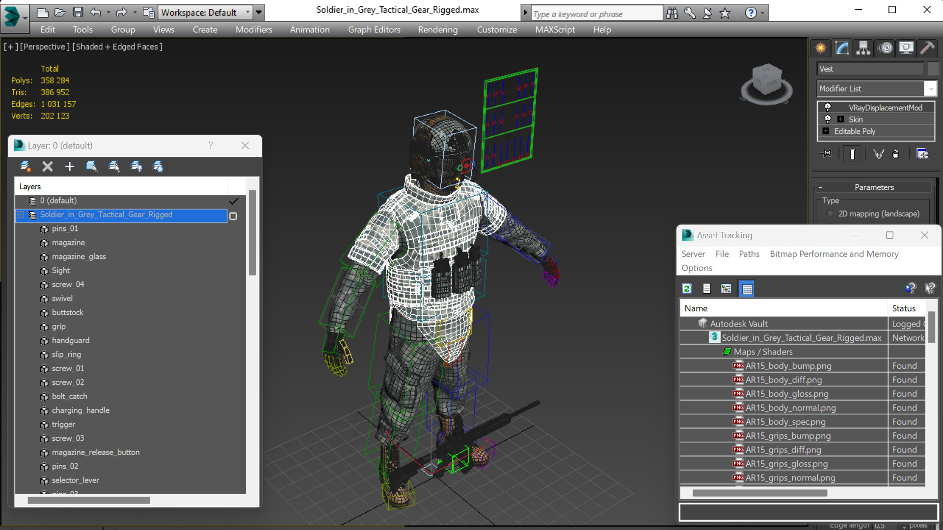 3D Soldier in Grey Tactical Gear Rigged