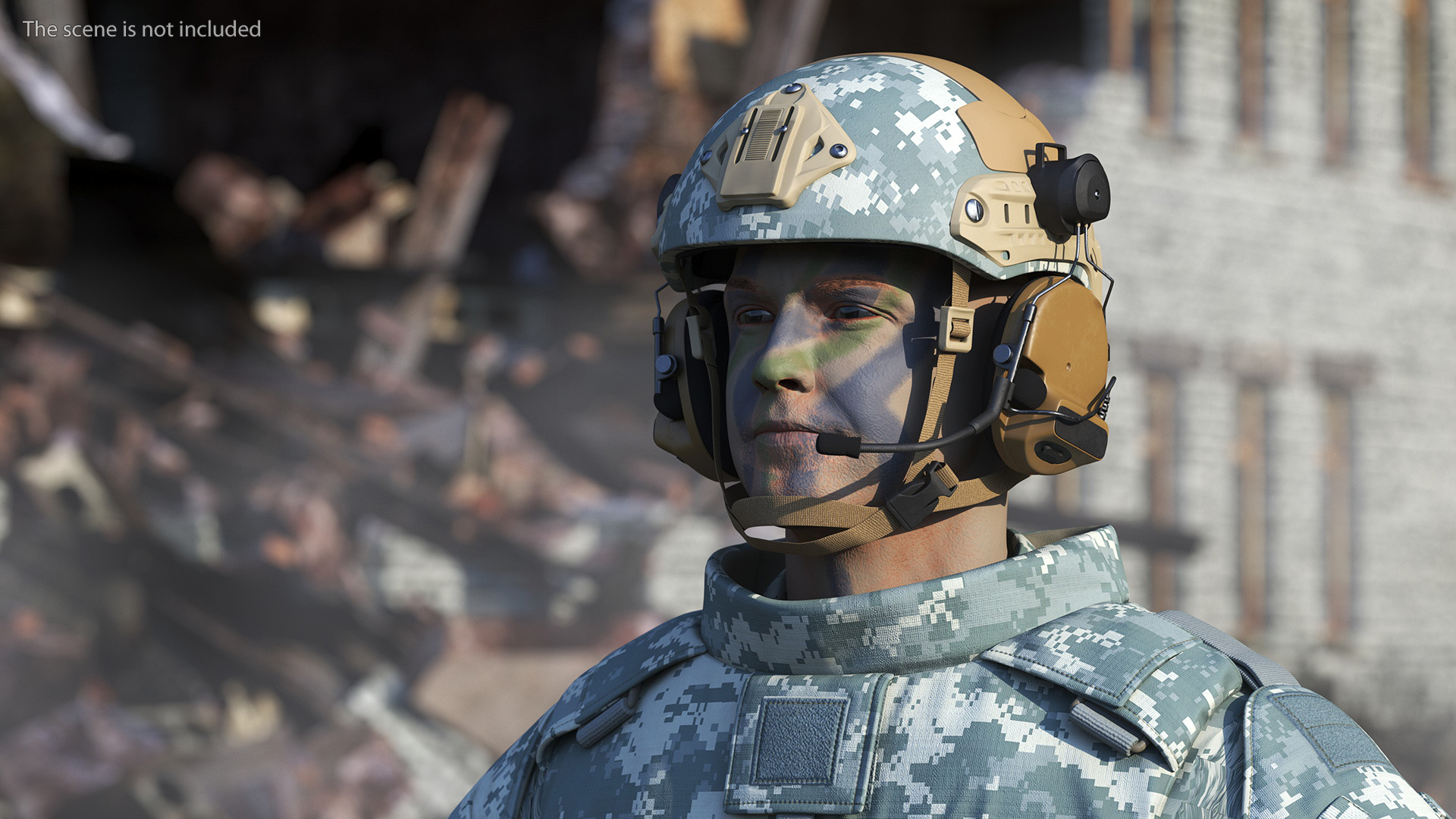 3D Soldier in Grey Tactical Gear Rigged