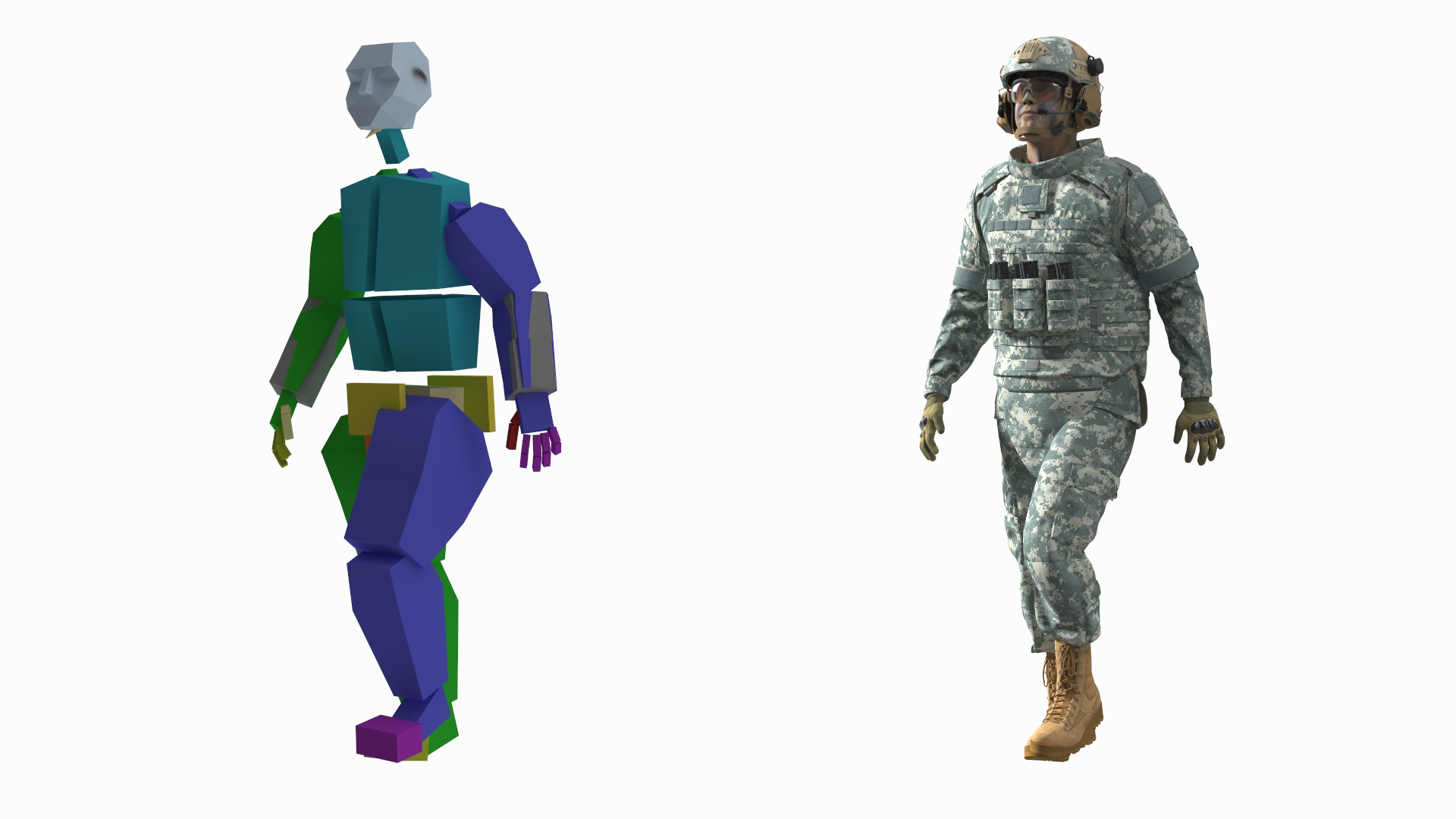 3D Soldier in Grey Tactical Gear Rigged