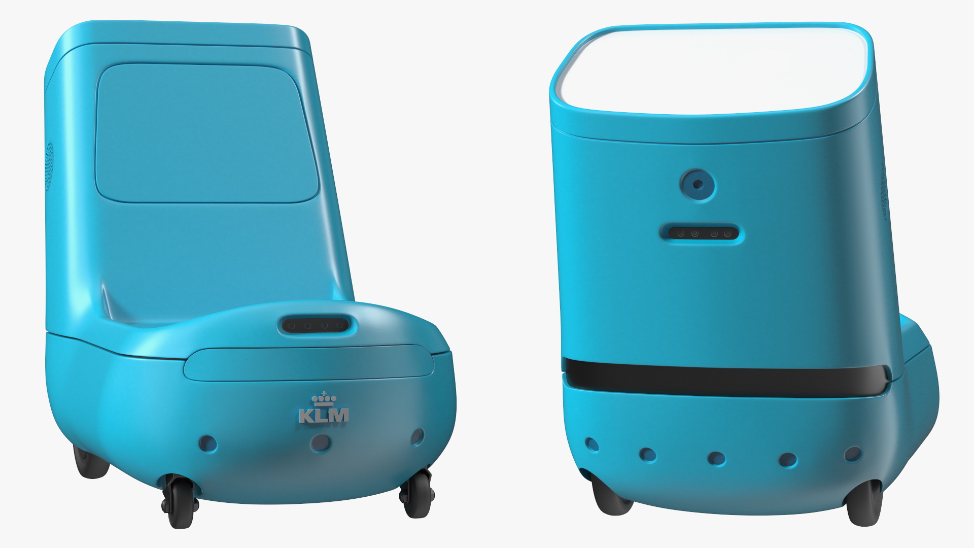3D model KLM Care E Robot with Black Luggage Bags