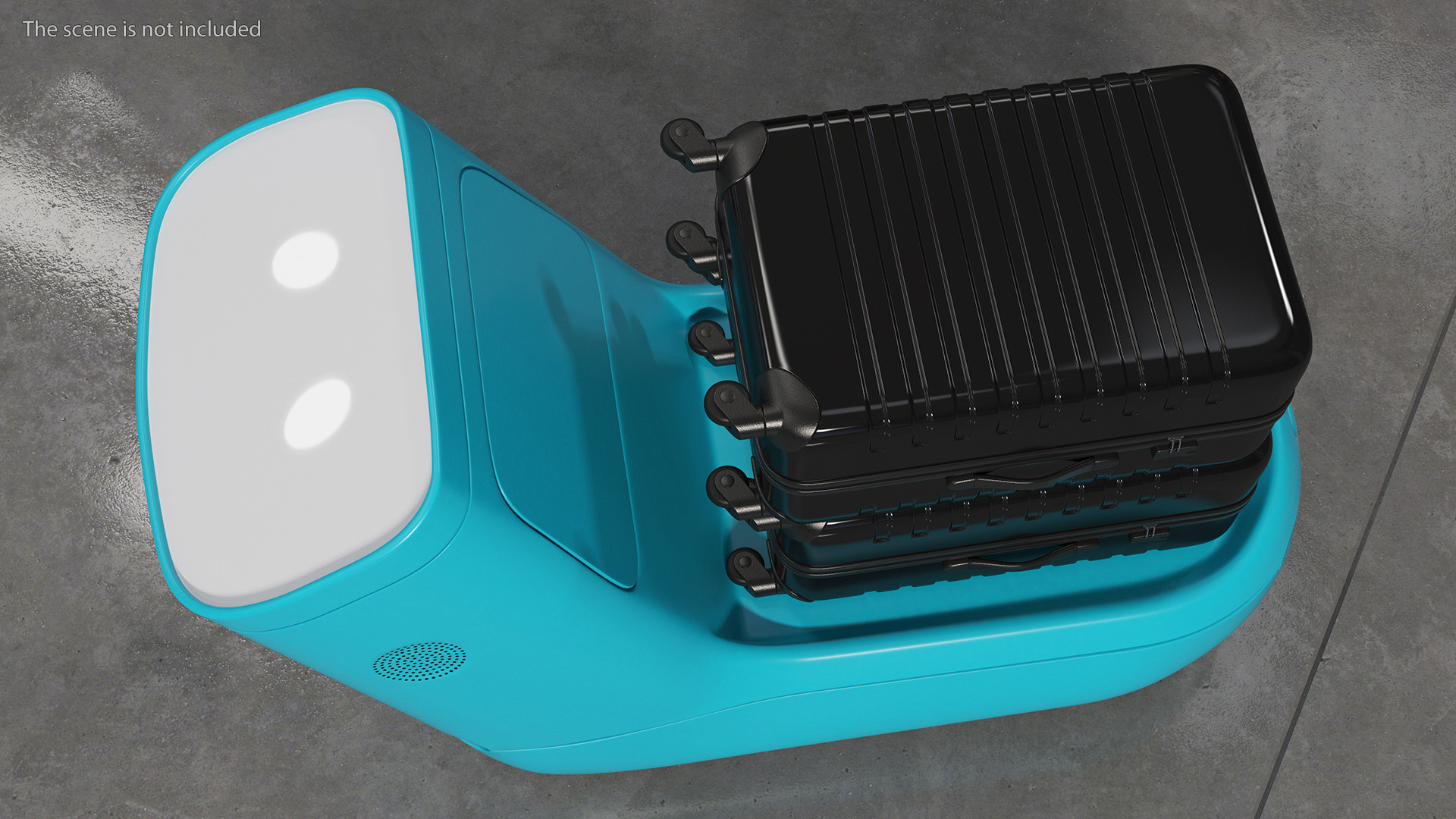 3D model KLM Care E Robot with Black Luggage Bags