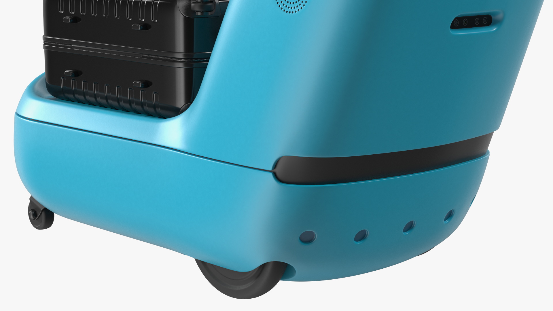 3D model KLM Care E Robot with Black Luggage Bags