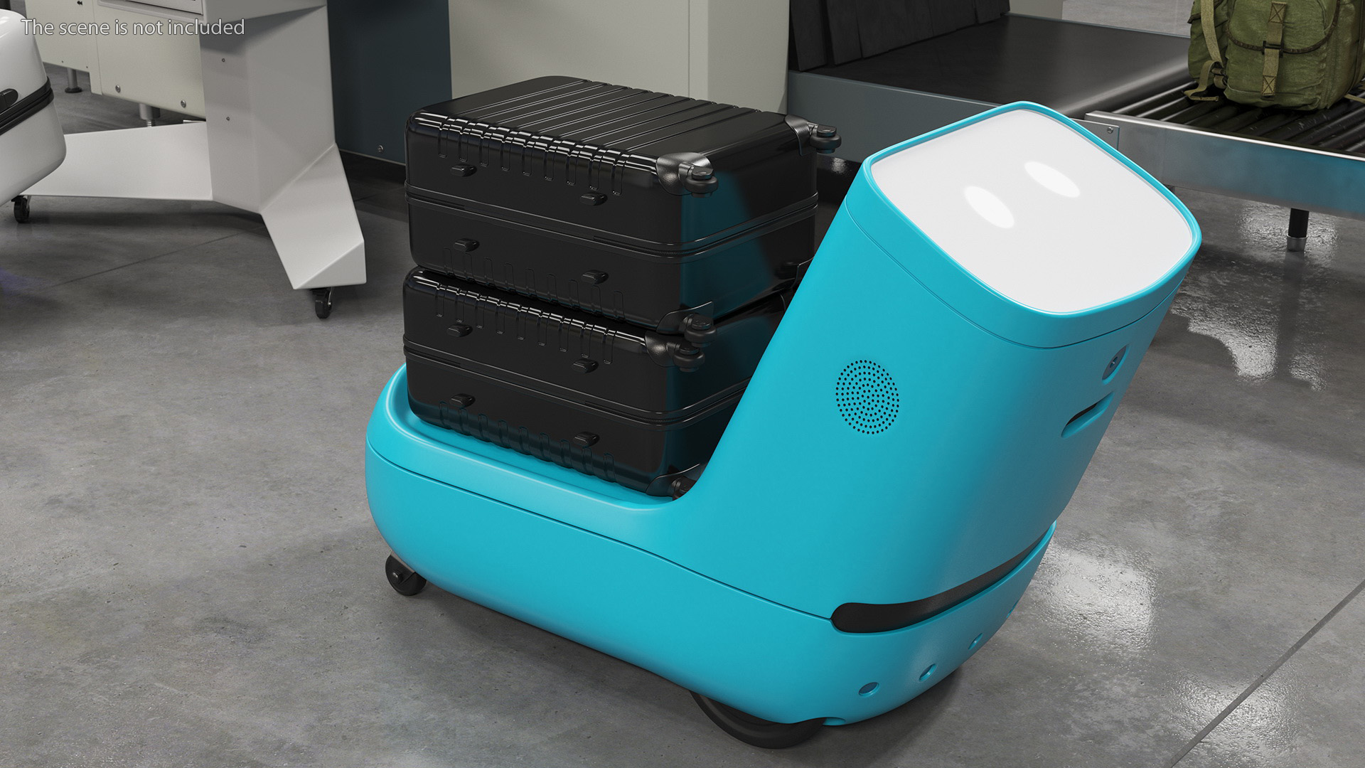 3D model KLM Care E Robot with Black Luggage Bags